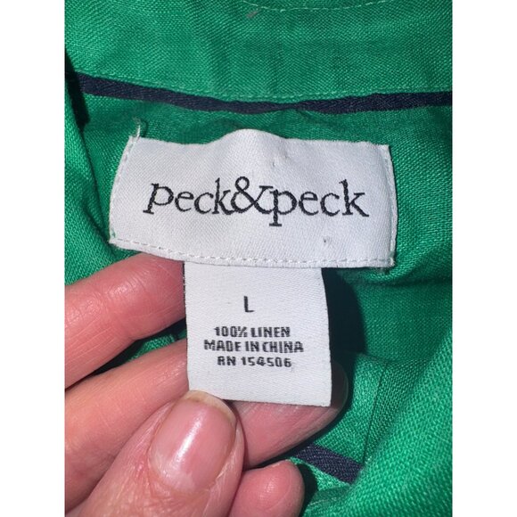 Peck & Peck Sustainable Linen Green Linen Button-Up Shirt Old Money Classic City - Picture 7 of 9